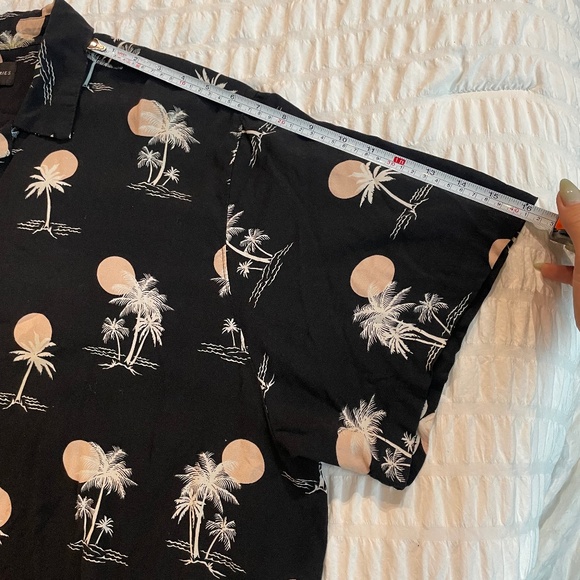 🌟 No Boundaries Black Tropical Palm Tree Hawaiian Shirt 3XL Short Sleeve - Picture 10 of 11